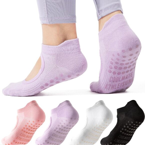 COOLMATE Pilates Socks with Grips for Women, Yoga Socks, Crew Non Slip Women for - Picture 8 of 8